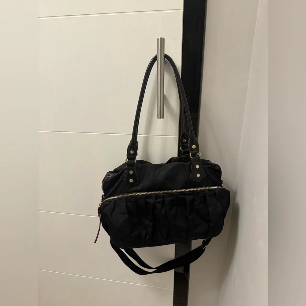 MZ Wallace Black Nylon Laptop Shoulder Bag Pockets